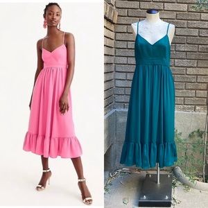 J. Crew Drapey Spaghetti Strap Emerald Green Midi Dress NWT (8T)